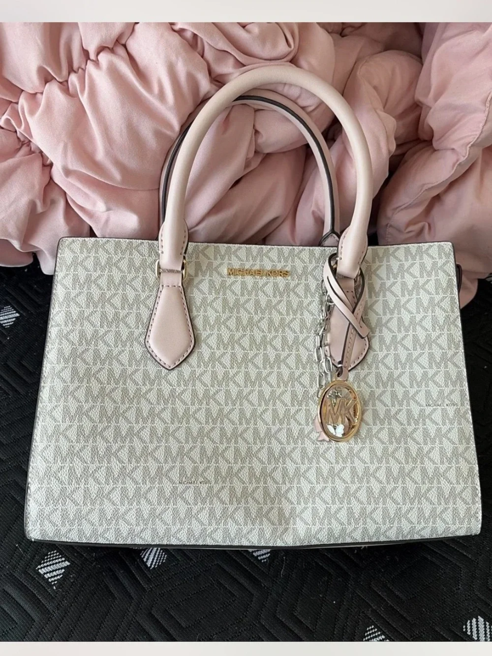 NWT Michael Kors Pink and White Logo Purse